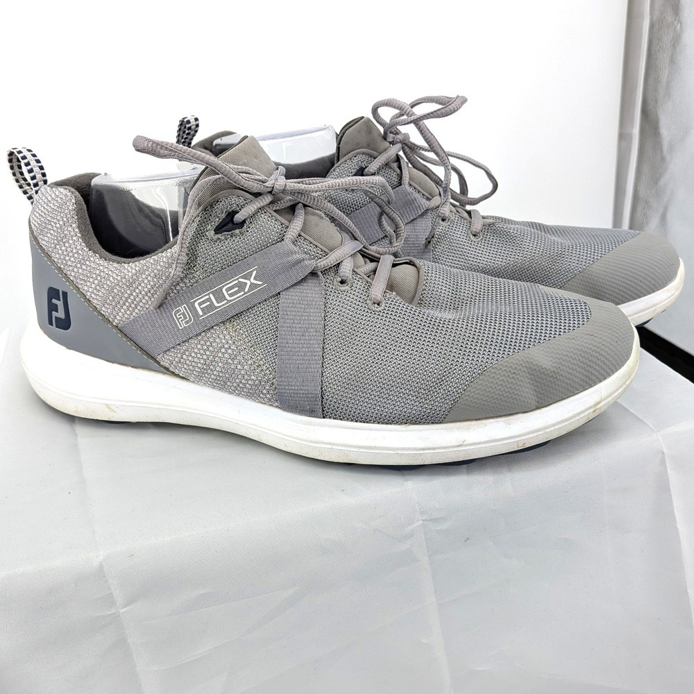 FootJoy Flex Golf Shoes Gray Mesh Lace‎ Up Spikeless Athletic 10.5W